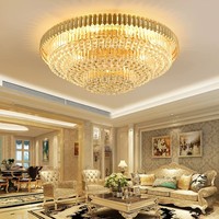 Lustre de plafond LED contemporain de luxe à télécommande, design moderne en cristal doré pour salon et chambre à coucher