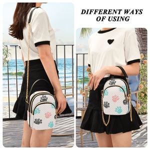 <b>Large</b> Capacity 3-Pocket Ultrasonic Quilted Nylon Crossbody, Colorful Animal Paw Print Sling Bag with Leather Handle - Product Image 6