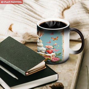 Mug à café pour la pause déjeuner quotidienne, noir givré, 11 oz, en céramique, tasse magique changeante de couleur - Product Image 3