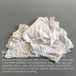 Trapos de Camiseta Blancos Reciclados con Alto Contenido de Algodón, Cortados en Piezas, 100% Algodón, Absorción de Aceite, Limpieza Industrial - Product Image 2