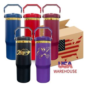 Venta al por mayor: Vaso térmico de viaje de 30 oz con tapa abatible y revestimiento de polvo dorado espejado en la parte inferior, para grabado láser - Product Image 4