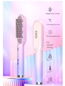 ODM OEM brosse à cheveux électrique ionique droite LED lumière bleue anti-brûlure lisseur et bigoudi soin des cheveux en céramique lisseur