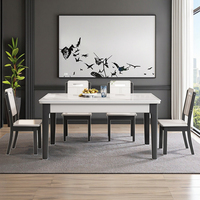 Table à Manger Rectangulaire Extensible en Bois Massif et Ardoise, Design Moderne et Simple, Luxe Accessible pour Salon de Maison ou Petit Appartement, Modèle 2025