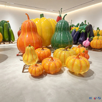 Op maat gemaakte FRP glasvezel fruit- en groentesculptuur: pompoen, durian, kool, aubergine standbeeld voor boerderij, park, tuin en landschapsdecoratie