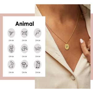 Collar con colgante Oval minimalista de 316L, acero inoxidable, 18mm x 12mm, perro, pájaro, <span class=keywords><strong>Panda</strong></span>, Origami, unicornio, Dophin, Hummingbird, signos de animales - Product Image 1