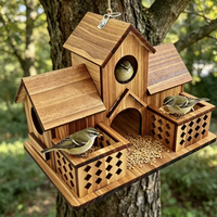 Mangeoire à oiseaux en bois massif pour le commerce extérieur, mangeoire suspendue d'extérieur de style pastoral, ornement statue style villa