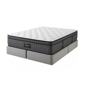 Base letto matrimoniale king size in velluto con box spring, moderna, imbottita, morbida, grigia - Product Image 1