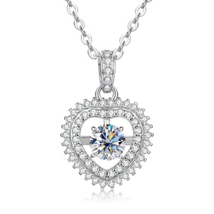 Collier en forme de cœur à double halo en zircon de 5,5 mm, en cuivre pur plaqué or 14 carats, bijoux de mode en gros pour femmes - Product Image 3