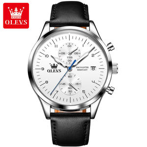 OLEVS 2880 Jam Tangan Pria Kulit Fashion Tahan Air Mewah Top Band Kronograf Kalender Jam Tangan Quartz Bercahaya untuk Pria - Product Image 2