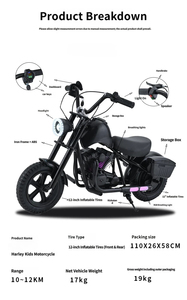 Motocicleta Eléctrica para Niños, Llanta de 12 Pulgadas, 21.6V 5200mAh, Motor de 200W, <span class=keywords><strong>3</strong></span> Modos de Velocidad, Estilo <span class=keywords><strong>Harley</strong></span>, Regalo - Product Image 3