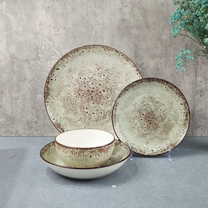 Vente en gros en usine <span class=keywords><strong>de</strong></span> <span class=keywords><strong>vaisselle</strong></span> en céramique <span class=keywords><strong>12</strong></span>/18 pièces au design imprimé <span class=keywords><strong>de</strong></span> style simple adaptée à 4/6 <span class=keywords><strong>personnes</strong></span> - Product Image 1