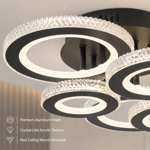Plafonnier moderne en acrylique et aluminium à LED pour salon et chambre à coucher, tricolore, dimmable, 60W, CRI élevé, montage en surface - Product Image 3