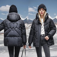 Logo personnalisé Veste courte à capuche en duvet de canard blanc vert unisexe pour l'hiver pour femmes