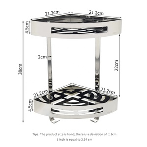 Duxini hiện đại hai lớp thép không gỉ Kệ phòng tắm <span class=keywords><strong>2</strong></span> quần áo Móc đánh bóng nhà khách sạn góc tắm Caddy giá nhà bếp - Product Image 3