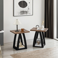 Ensemble de 2 tables console ajustables en manguier noir-brun pour le salon de maison moderne