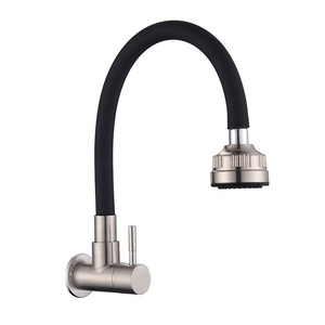 Stainless Steel Kitchen Faucet Single Handle 360 Degree Rotate Deck Mounted Modern Style YQ60011F - Product Image 3