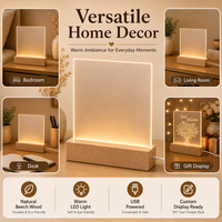 Base Lumineuse à Illusion 3D Rectangulaire en Bois de 5,9 Pouces pour Veilleuse, Support en Acrylique Transparent