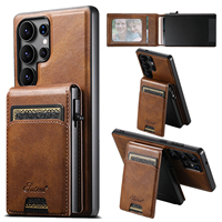 SUTENI untuk Samsung S26 Ultra Casing Ponsel Magnetik Pengisian Daya Nirkabel Slot Kartu Dompet Tombol Kotak Kartu Bingkai Foto Mendukung S25