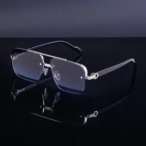 Lunettes de soleil à verres dégradés de l'océan, mode surdimensionnée carrées sans monture pour femmes, lunettes d'été en métal à Double bord pour hommes