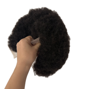 Sistema di Sostituzione Capelli Umani Brasiliani Remy Lisci Crespi per <span class=keywords><strong>Uomo</strong></span>, con Chiusura in Pizzo Francese Traspirante, Durevole, 130% Densità, 6 Pollici - Product Image 1