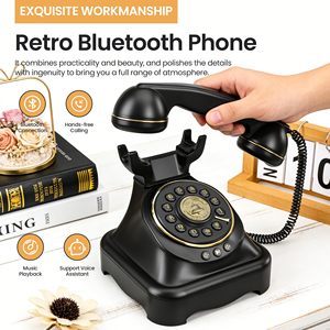 Telepon Meja Retro Vintage Rotary <span class=keywords><strong>2026</strong></span> Terbaru dengan Tombol Putar Asli & Pemutar Musik Speaker Telepon Rumah - Product Image 2