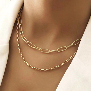 Collar <span class=keywords><strong>J</strong></span>&<span class=keywords><strong>J</strong></span> <span class=keywords><strong>D</strong></span> de Acero Inoxidable Chapado en Oro de 18K, Resistente al Agua, Cadena de Eslabones Moderna para Mujer - Product Image 1