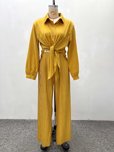 Women's New Arrivals Casual Long-Sleeve Shirt & Straight-Leg <b>Pants</b> African Plus Size Stylish Fashion 2-Piece Set Fashion - Product Image 6