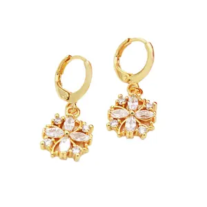 18 k plaqué or femmes longues boucles d'oreilles swing