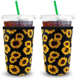 Hot Selling 16 24 32 Oz Neoprene Iced Coffee Sleeves Cup Insulator Sleeve For Cold Beverages Cup Holder