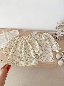 春の女の子フリルフラワートップベビー長袖ロータスカラーTシャツフローラルベースシャツドールカラートップ - Product Image 6