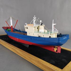 Barco de pesca en miniatura hecho a mano, modelo de logística de barco de carga O.A.S, obra de arte oceánico personalizable, modelo de barco de pesca de plástico de 65cm - Product Image 3