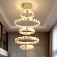 Lustre en cristal K9 d'albâtre naturel, luminaire suspendu moderne de luxe en marbre avec LED pour villa, escalier, plafond haut