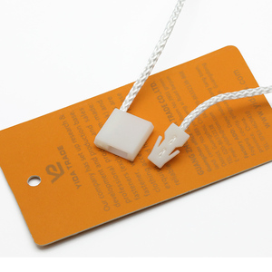 Quần áo may mặc tag dây treo tag chuỗi con dấu khóa Fastener dán nhãn Cung cấp cuối vuông màu trắng đen - Product Image 2