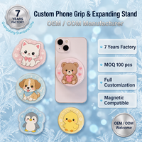 Support extensible personnalisé et poignée de téléphone mignonne en forme de dessin animé, support mobile universel pliable pour smartphones et tablettes