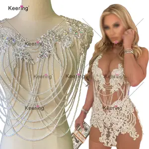 WDP-297 Keering Mode handgemachte Braut bunte kristall klare Stein Strass Perlen Applique für Quaste Prom Kleid