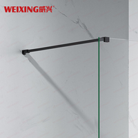 Usine Foshan Salle de bain en aluminium noir mat sans cadre Porte de douche fixe en verre trempé
