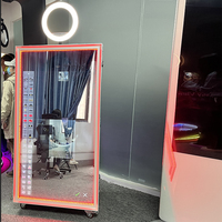 Cabina de Fotos Profesional de 70 Pulgadas con Espejo Inalámbrico y Sombrilla, Ultra Delgada, de Vidrio Templado, para Fiestas y Estudios de Fotografía