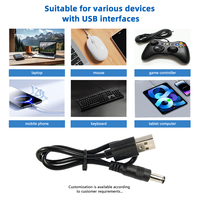 Câble d'alimentation USB mâle noir 22AWG vers DC5.5*2.1mm/2.5mm & DC4.0*1.7mm & DC3.5*1.35mm mâle pour ordinateur et appareils électroménagers