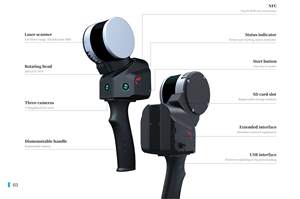 SLAM100 เครื่องเลเซอร์ 3 มิติแบบพกพา พร้อมพอร์ต USB และหน่วยความจำ 32GB สำหรับการสำรวจและทำแผนที่ภายใน/ภายนอกอาคาร งานวิศวกรรมอุตสาหกรรม - Product Image 4