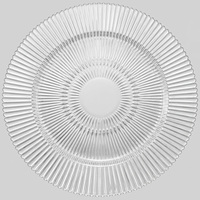 Assiettes de présentation en verre transparent en gros du fabricant, 13 pouces, réutilisables, motif soleil éclatant, pour la décoration de mariages