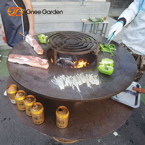 Barbecue extérieur en acier corten moderne pour jardin, foyer à bois, grilles pour cuisiner - Product Image 3