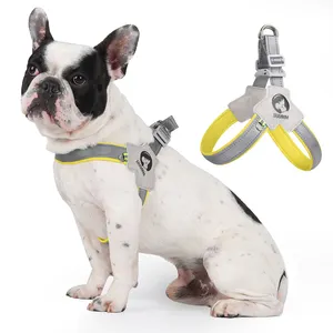 OEM пользовательские аксессуары для домашних животных шаг в шлейке для собак производитель светоотражающий Y-образный шлейка для домашних животных легко надевается