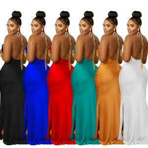 Gaun malam elegan mengkilap, gaun malam wanita Halter rantai S Ulder Off the S Fishtail putri duyung. - Product Image 2