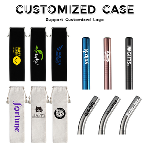 قش معدني من الفولاذ المقاوم للصدأ قابل لإعادة الاستخدام مع شعار مخصص، متوفر بألوان متعددة مع حقيبة وفرشاة تنظيف - Product Image 5