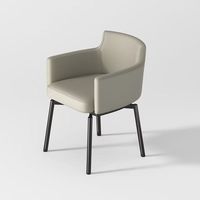Chaises en cuir rembourrées pivotantes de luxe modernes avec accoudoirs et dossier ergonomiques, chaise de salle à manger en métal pour hôtel, bar, café, gris