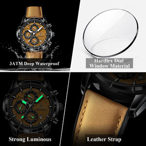 Poedagar 692 di lusso sportivo cronografo <span class=keywords><strong>orologio</strong></span> al quarzo vera pelle <span class=keywords><strong>cinturino</strong></span> impermeabile luminoso <span class=keywords><strong>orologio</strong></span> da <span class=keywords><strong>uomo</strong></span> - Product Image 4