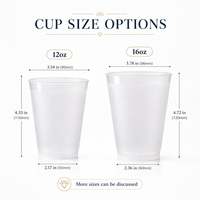 Gobelets de bar givrés personnalisés avec logo pour mariage, jetables, en PP, 12oz 16oz, pour cocktails