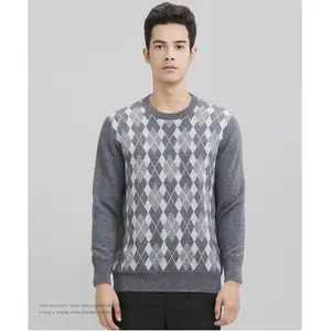 Moda de invierno hombres suéter de la Cachemira 100% patrón de argyle Jersey suéter para hombres último diseño