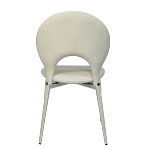 Chaise de salle à manger moderne <span class=keywords><strong>en</strong></span> cuir PU <span class=keywords><strong>en</strong></span> forme de coquille, dossier à coutures courbées, pieds <span class=keywords><strong>en</strong></span> métal, couleurs personnalisables pour salle à manger, café, hôtel - Product Image 5