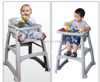 Chaise haute empilable en plastique pour bébé avec sangle ventrale